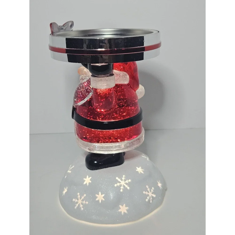 Bath & Body Works 2022 Santa Claus Light Up Water Globe 3 Wick Candle Holder